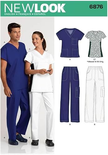 New Look Patrón de costura 6876 Miss/Hombre Scrubs, Talla A