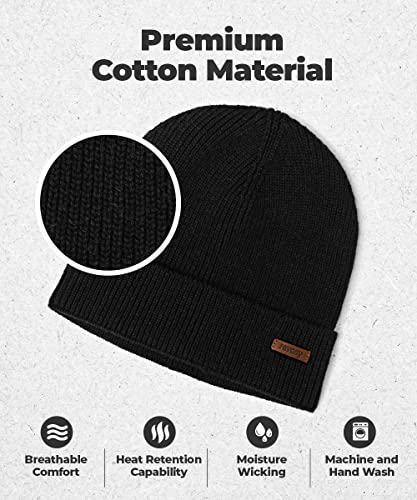Cotton Cuffed Beanie - Men And Women - 100% Cotton - 10 Colors - Black #TOP1