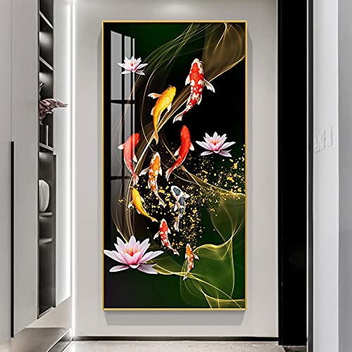 Affiches imprimées carpe lotus décoration murale salon style chinois