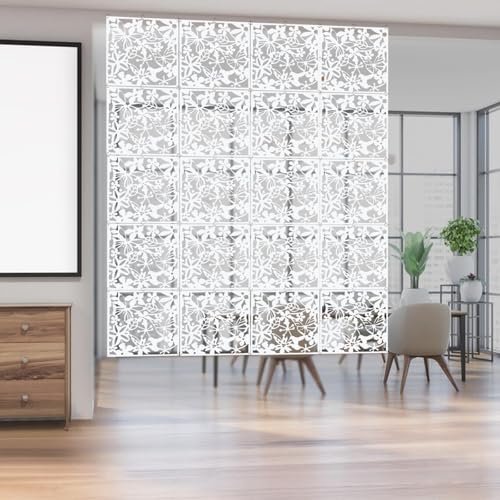 12 biombos colgantes para pared, protección visual, para bricolaje, separador de ambientes, hueco, 40 x 40 cm, PVC para decoración de interiores, salón, comedor
