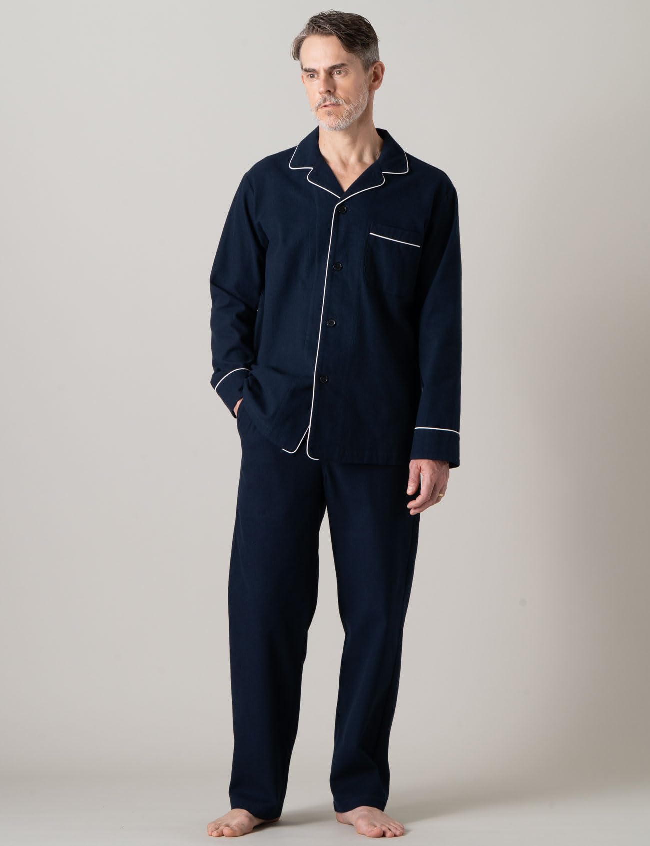 LAPASA 100% Cotone Flanella Completo Pigiama da Uomo a Quadri con Tasche e Coulisse, Set Maglia & Pantaloni M95