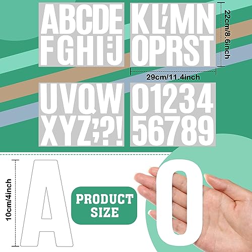 Image of Qilery 32 Sheets 4 Inch Letter and Number Stickers Self Adhesive Vinyl Letters Alphabet Stickers Big Font Letters Number Tags for School Classroom Home Mailbox Decor (White)