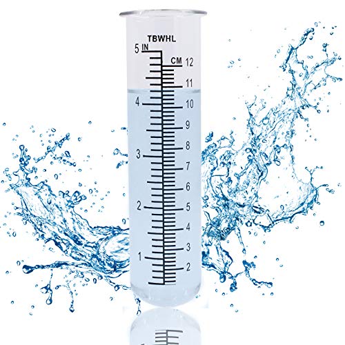 TBWHL 5 Inch Capacity Rain Gauge Glass Replacement Tube for Yard Garden Outdoor Home Lip Design Round Bottom