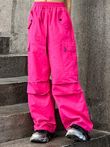 Image of Girls Versatile Casual Solid Cargo Jogger Pants Flap Pockets 6-12 Years
