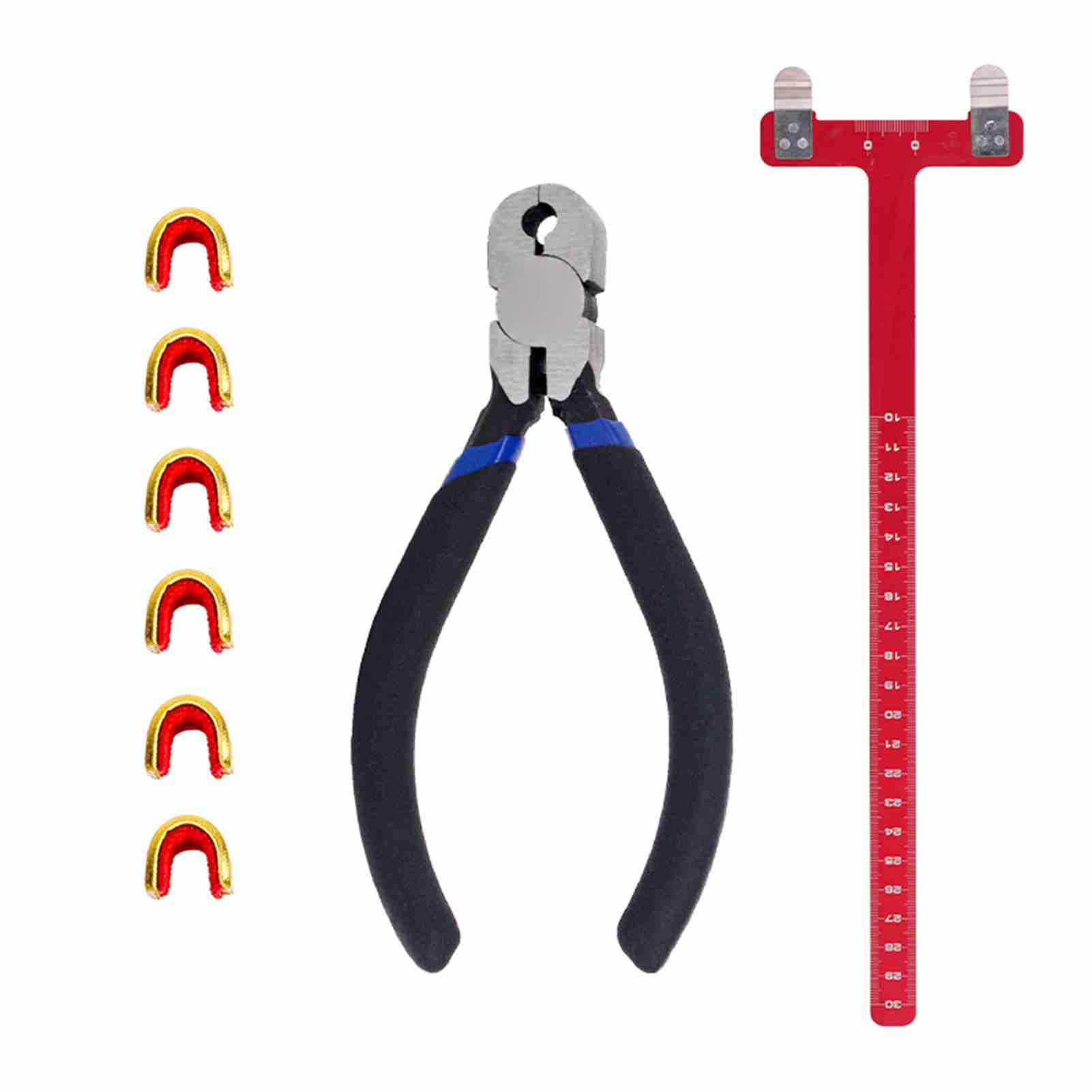 Walfront Archery Tools Bow String Nocker Set T Square Ruler Nock Pliers for Recurve and Compound Bows (Red)