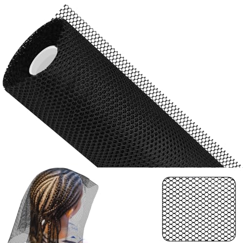 Luinabio 1 Pcs Black Hair Net 19 Inch x 33 ft Stretch Weaving Nets Hair Accessories for Sew in Weave Comfortable Weaving Sew Net for Salon Costume Parties and Home Use