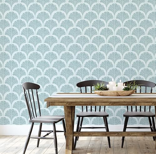Papier peint feuilles d'éventail bleu pour relooker une chambre de location