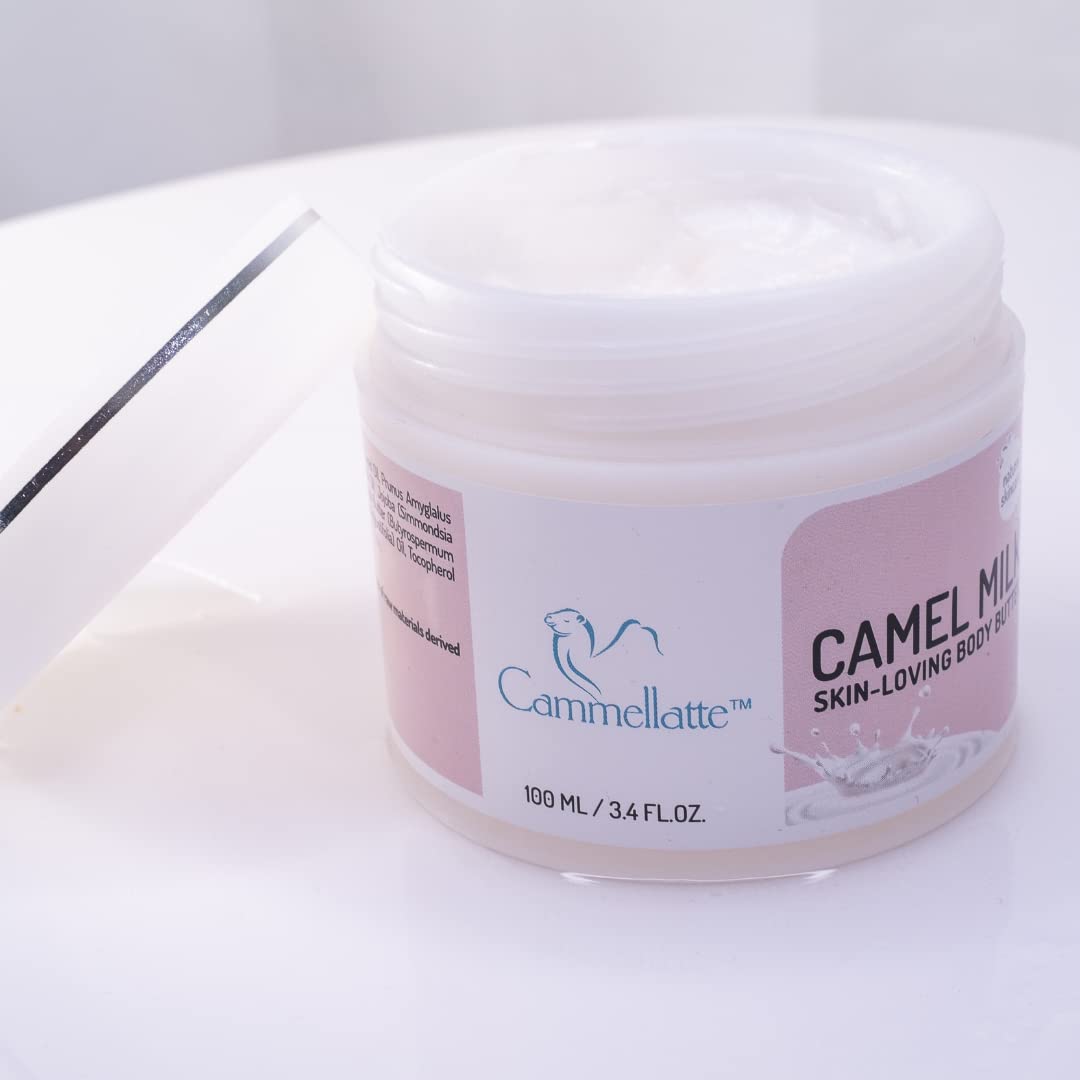 Cammellatte Natural Beauty Gift for Women - Luxury Spa Gift Set for Women with Superfood Camel Milk - Bath and Beauty Gift Set for Women - Body Butter, Hand and Foot Creams, Travel Soap and Gift Pouch