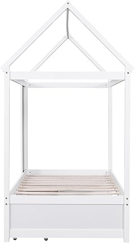 Miniatura 85 de RUNNA Marco de cama de madera de tamaño matrimonial con valla, para niños, adolescentes, niñas, niños, (Natural-Thinck 4col) Natural-Thinck