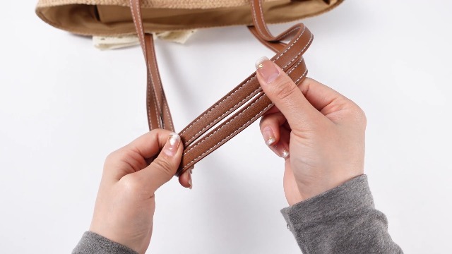 Bolso de paja tote grande para mujer con bolsillo interior con cierre miniatura 7