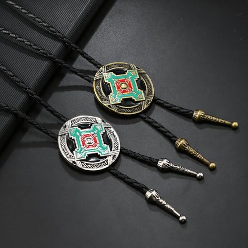 Image of Joxevyia Bolo Tie for Men Vintage Cow Skull Leather Rope Western Cowboy Necktie Vintage Bola Tie Gift for Him