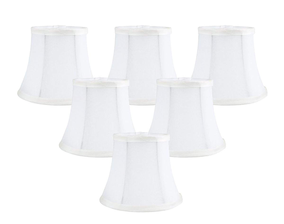 MERIVILLE Set of 6 Off White Faux Silk Chandelier Lamp Shades, Softback Bell