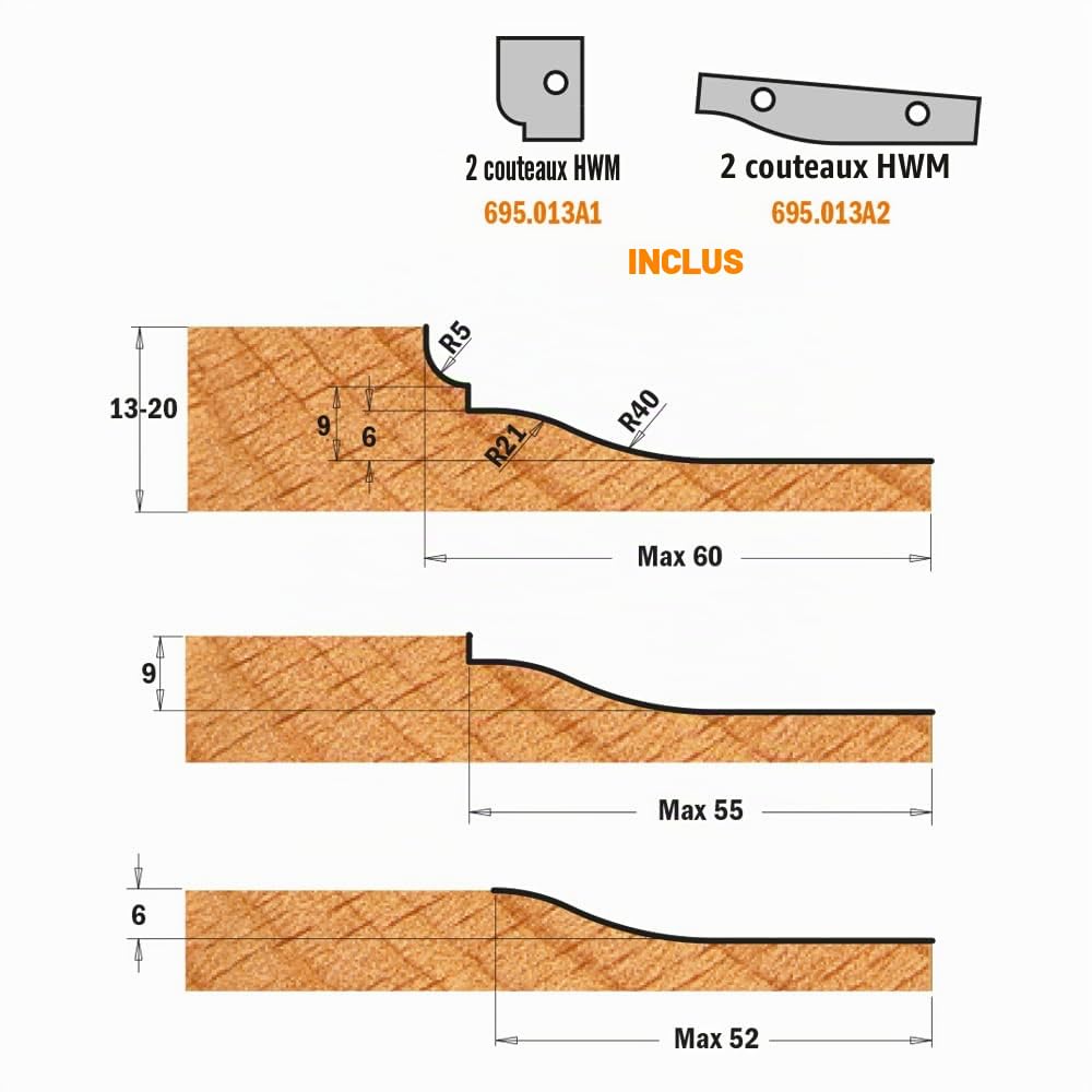 CMT ORANGE TOOLS 694.013.30 – PORTE-OUTIL PLATE-BAND DOUCINE HW D=183X30X30