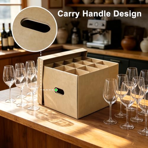 4-Piece Wine Glasses Moving Boxes (15 x 12 x 10 inches) moving boxes with handles,Glassware and Tableware packing boxes for moving - Image 4