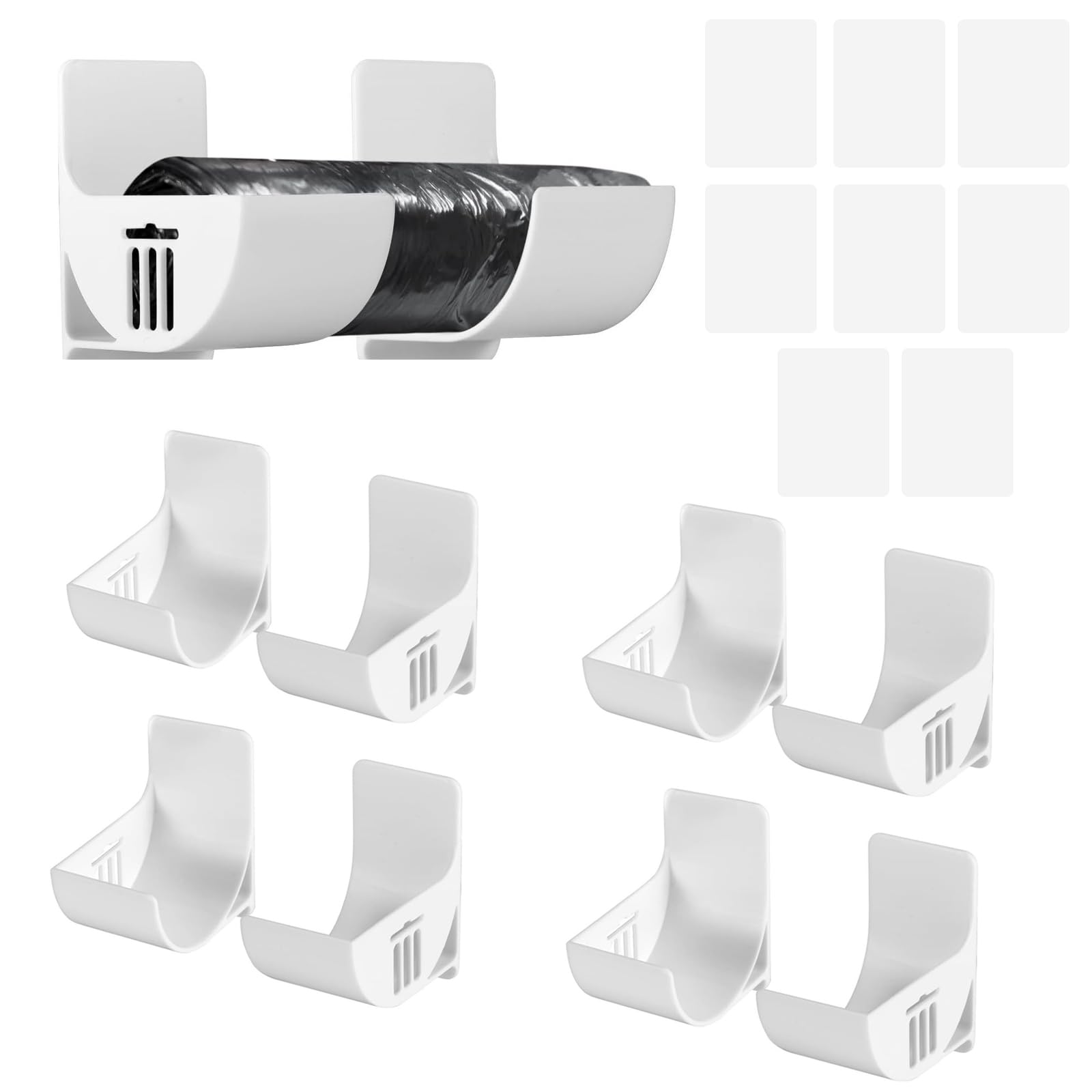 Organizer Rotoli Alluminio E Pellicola Portarotoli Da Parete Autoadesivo - 8 Pezzi Bianchi Per Carta, Alluminio E Sacchetti Spazzatura, Ideale Per Cucina E Bagno Porta Rotolo Adesivo