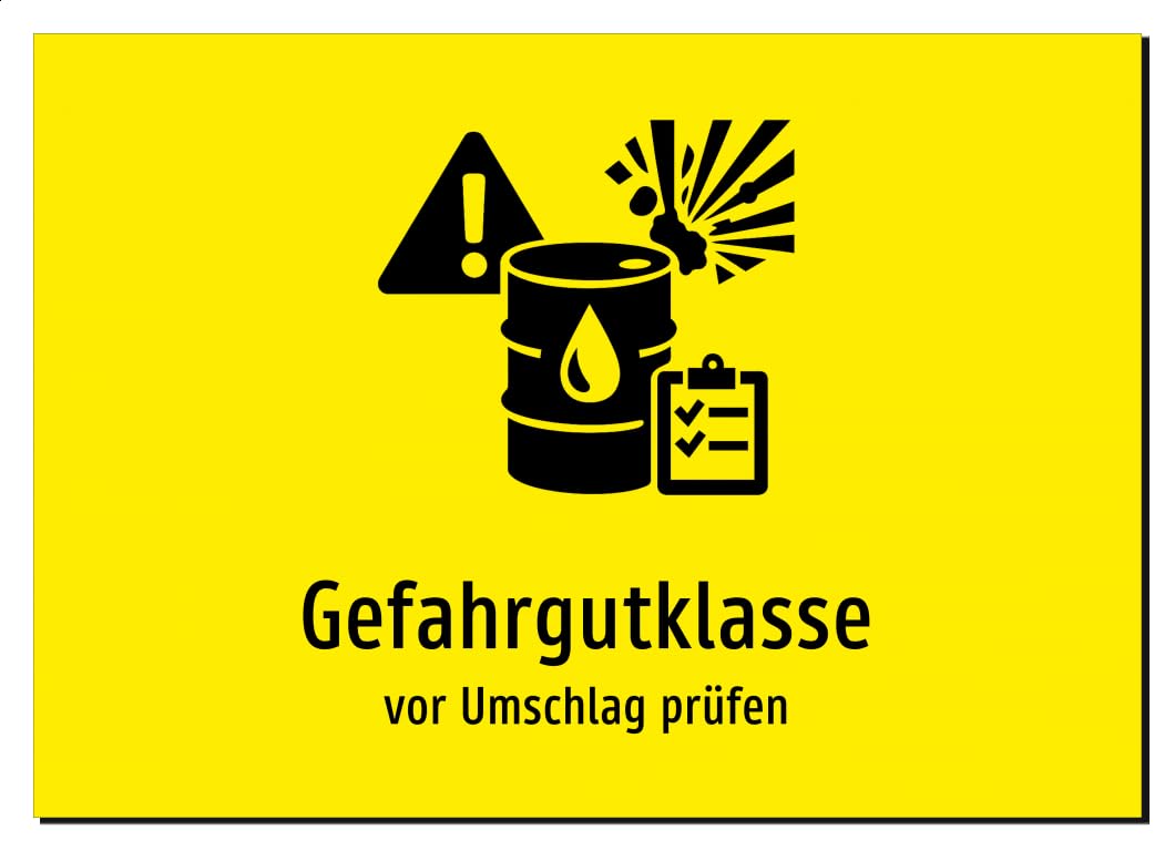 36468-DE-S-09 | Gefahrgutklasse - vor Umschlag prüfen | Aluminiumschild A2, 594 x 420mm | mit Symbolgrafik und Text