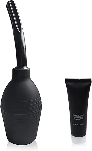 Kit de enema de ducha anal Abyclean con lubricante, limpiador de enema y ducha vaginal para la salud de mujeres u hombres (310ml Negro)