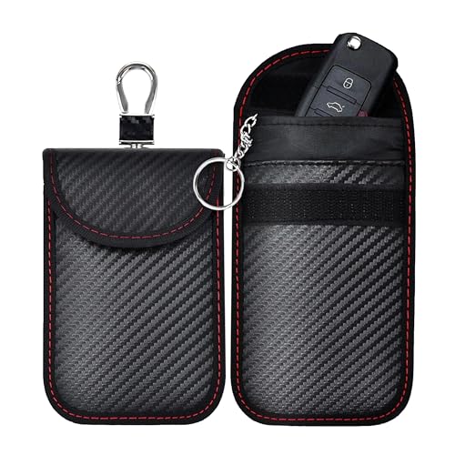 JUNXIC Lot de 2 Pochette Faraday clé Voiture pour Skoda Octavia Scout Combi AB Bj.2021, bloqueur de Signal Fibre de Carbone antivol Protection Etui RFID Sac
