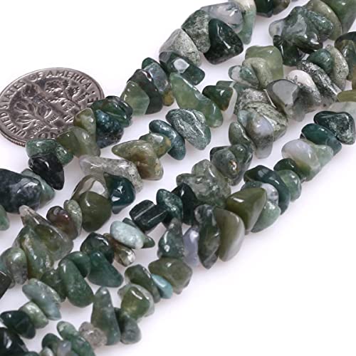 Image of 5-8mm Moss Agate Chips Natural Chip Stone Beads for Jewelry Making