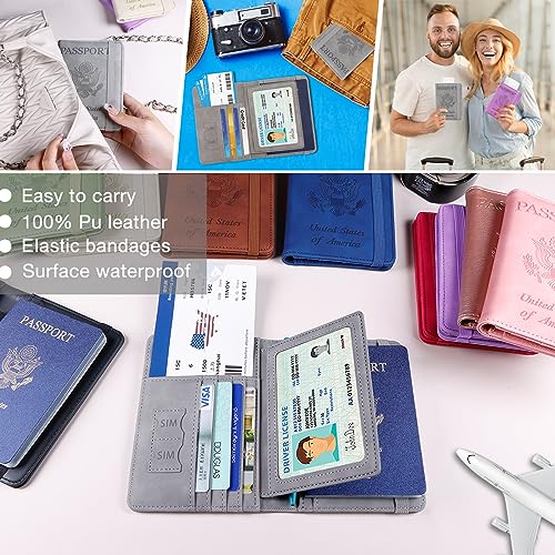 Image of Melsbrinna RFID Passport Holder for Travel, Unisex Adults, Grey, PU Leather, RFID Protected, Passport Cover