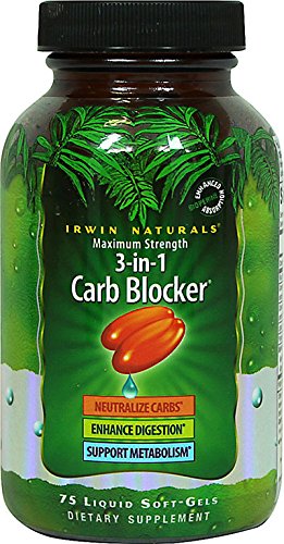 Maximum Strength 3-in-1 Carb Blocker by Irwin Naturals, Neutralize Carbohydrates and Support Metabolism, 75 Liquid Softgels Maximum Strength 3-in-1 Carb Blocker by Irwin Naturals, Neutralize Carbohydrates and Support Metabolism, 75 Liquid Softgels