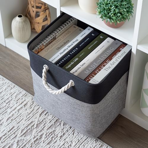 OrganiHaus Aufbewahrungsbox 33x33cm 3er-Set, Würfelkörbe aus Stoff mit Seilgriffen, Faltbare Aufbewahrungswürfel für Kallax Organizer… – Ansicht 4