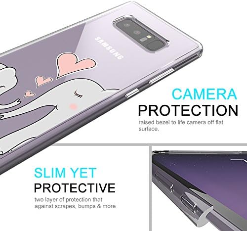 Galaxy Note 8 Case, Galaxy Note 8 Clear Case, MOSNOVO Cute Elephant Pattern Clear Design Printed Transparent Plastic Hard Back Case with TPU Bumper Protective Case Cover for Samsung Galaxy Note 8