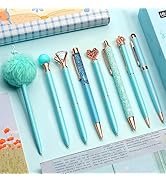 WEMATE 8Pcs Ballpoint Pens Set,Ballpoint Pen Bling for Women,Girly Pens,Black and Blue Ink Ball P...