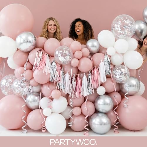 Image of PartyWoo Dusty Pink Balloons 50pcs Lilac Pink Latex Helium Balloons 12 Inch