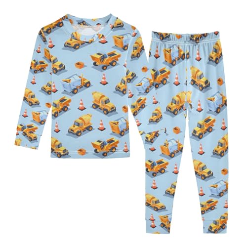 ALAZA Funny Truck Blue Pajamas Long Sleeve Sleepwear 2-Piece Pajama Set