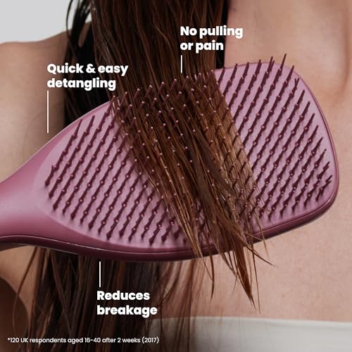 Image of Tangle Teezer Large Ultimate Detangler Hairbrush for Wet & Dry Hair, Eliminates Knots & Reduces Breakage for Long, Thick, & Curly Hair Types, Pink Velvet