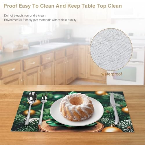 Set de table Noël vert imprimé sapin lavable antidérapant x4 - 5