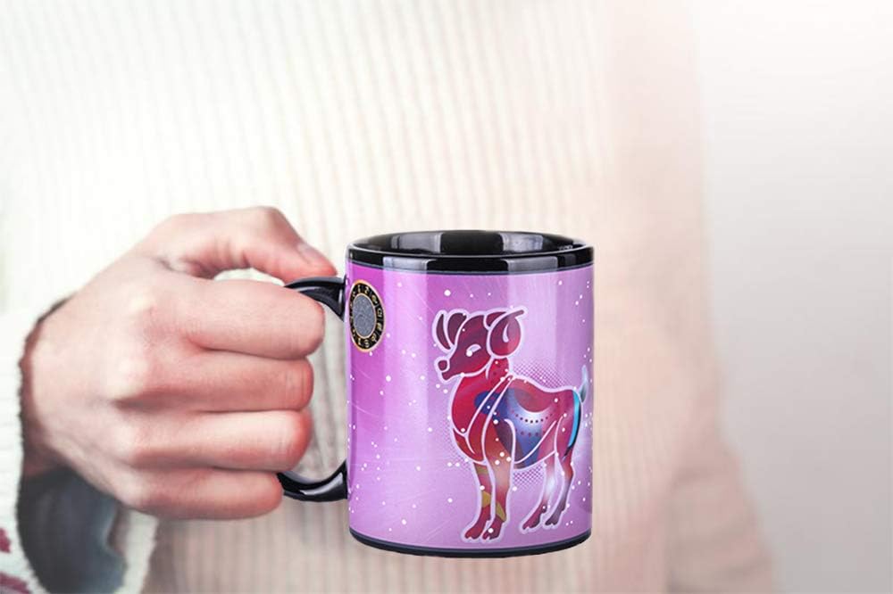 Heat Changing Constellation Mug 12 OZ Color Changing Mug with Gift Box for Women/Men-Aries