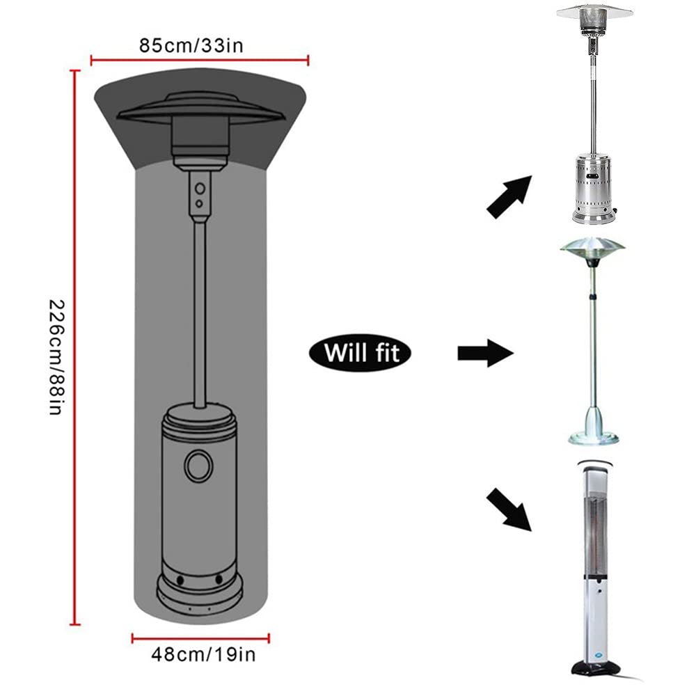 Patio Heater Cover, Impermeabile Copertura Riscaldatore Patio, Copertura Fungo A Gas, Fungo Riscaldante per Esterno A Gas, 420D Oxford, per Mobili da Giardino Terrazza, 226 x 89 x 48 cm