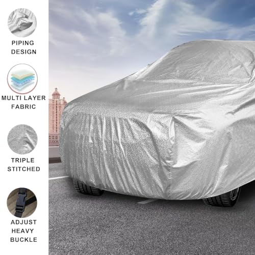 Image of Auto Hub Car Cover Compatible with MG Majestor with Mirror Pocket, Soft Cotton Lining, Majestor Car Cover Waterproof - Metallic Silver