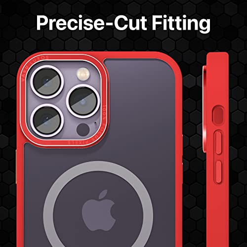 Image of eller sante Clear Armor MagPro for iPhone 14 Pro Case Cover, Shockproof, Scratch Resistant, Slim, Thin, Military-Grade Metal Ring Camera Protection, Compatible with MagSafe Back Cover - Red