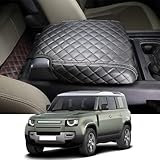 JONKOKO Car Armrest Box Pad Compatible with Land Rover Defender 90 110 130 2020-2024 Car Center Armrest Cover，Black Leather Console lid Protector, Anti-Scratch Interior Accessories (Style A)