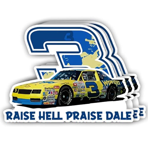 Image of SODAVA (3Pcs, 3in) Raise Hell Praise Dale Stickers, Retro Racing Stickers for Car Laptop Helmet Toolbox, Patriotic Racing Decals, Race Fan Gift for Men, Waterproof Vinyl Decal Pack