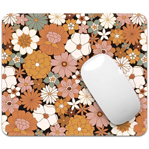 Image of FROGIGO Mouse Pad with Stitched Edges - Cute Floral Mousepad Set for Women, 9.25 x 7.75 inch Washable Desk Pad, Non-Slip Rubber Base, Office Home Laptop Accessories - Autumn Daisy-2 Pack