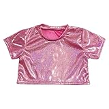 Generisch Glitzerndes Pailletten-Crop-Top für Mädchen, ideal für Tanz, Gymnastik, Cheerleading und Partys (13-14 Years)