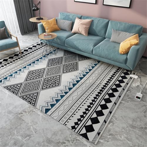 WSNCXFW Alfombra calefactora eléctrica de grafeno, con termostato Ajustable y Temporizador, para Calentar pies Debajo del Escritorio.,D,140x200cm