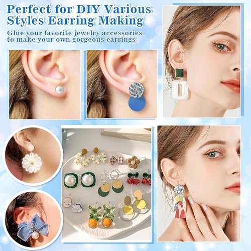 Image of Dhruv Crafts Jewelry Glue With Earring Posts, 1002Pcs Stainless Steel Stud Posts With Butterfly and Rubber Backs, DIY Jewelry Making Kit