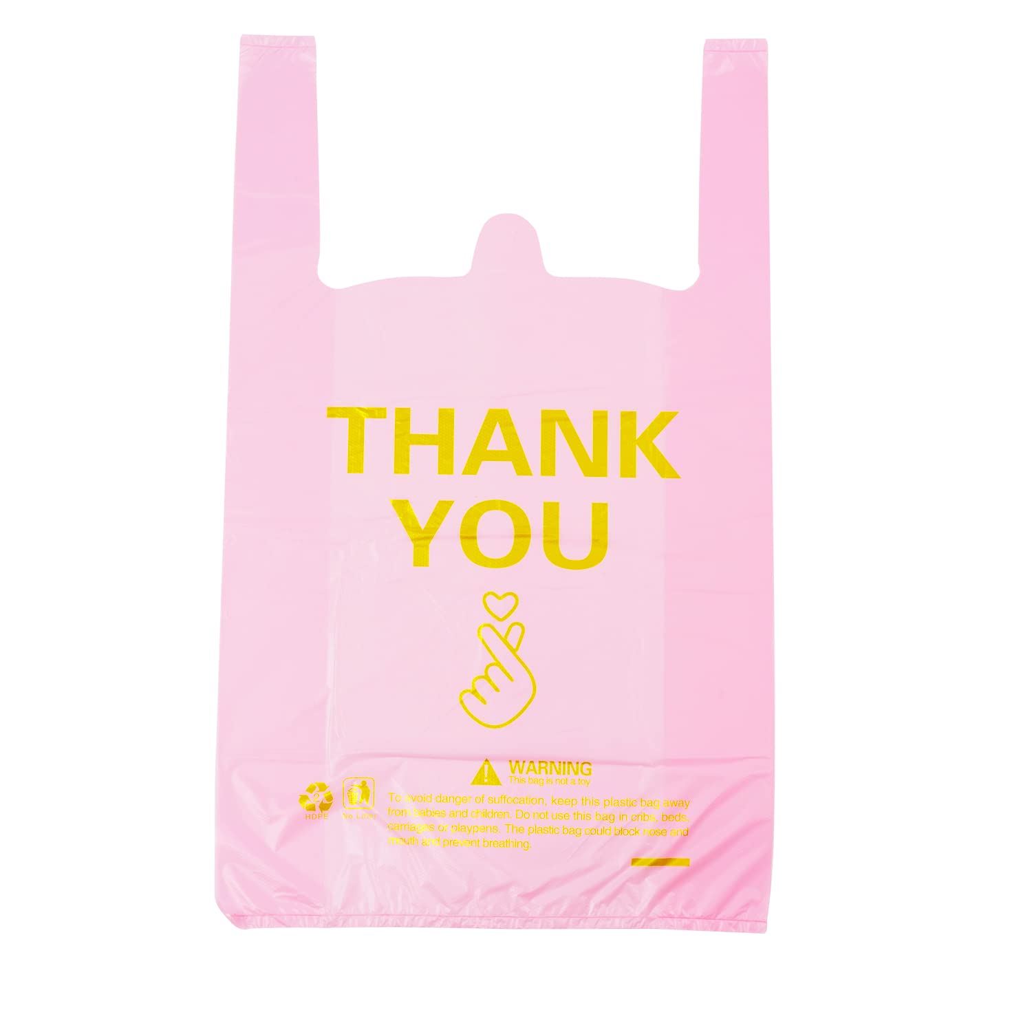 ysmile Thank You T Shirt Bag Plastic Grocery Bag for Small Business Plastic Shopping Bag with Handle - Pink