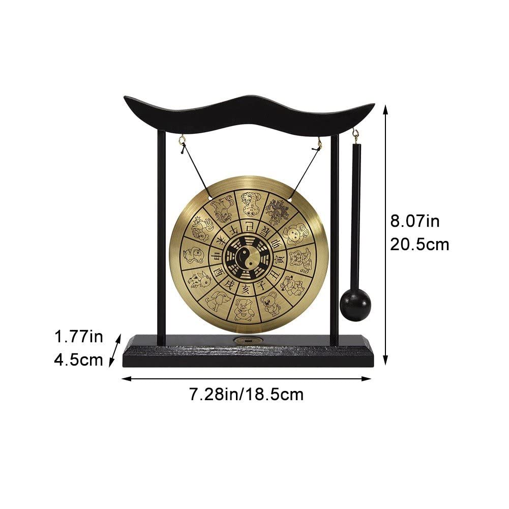 Mini Desktop Gong Tavolo Vento a Pezzi Strumenti a Percussione Piatti Gong con Martello per La Casa Regalo per La Casa