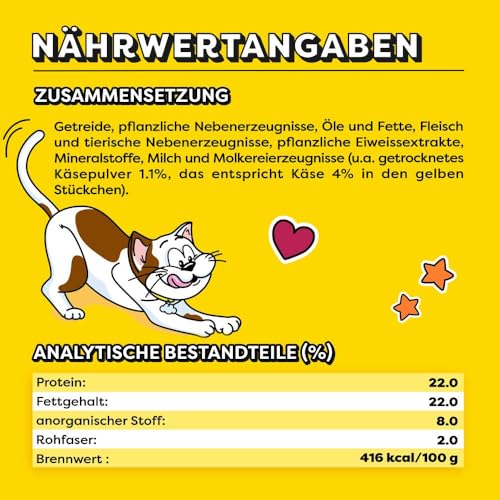 Dreamies Mix Katzensnacks mit Lachs & Käse – Außen knusprig & innen cremig – 6 x 60g