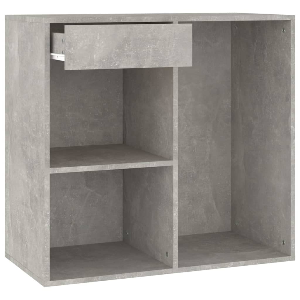 Hothingwell Kosmetikschrank, Betongrau, 80 x 40 x 75 cm, aus Holz, mit Schublade und Fächern, Beauty-Aufbewahrungsschrank für Make-up und Zubehör