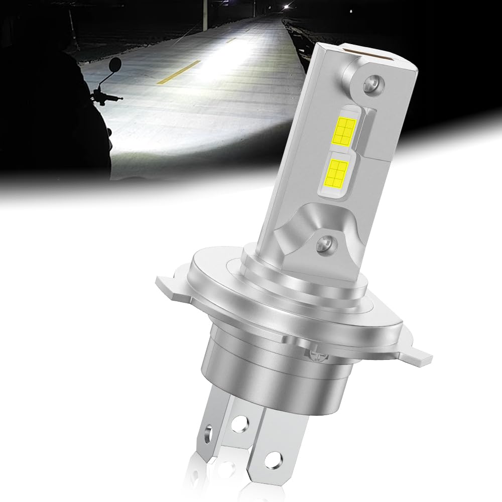 Lampadina H4 LED Moto, HB2 9003 6500K Bianco Luminosità 300% Moto Hi/Lo Beam 24SMD 3570 Chip Plug and Play(1Pcs)