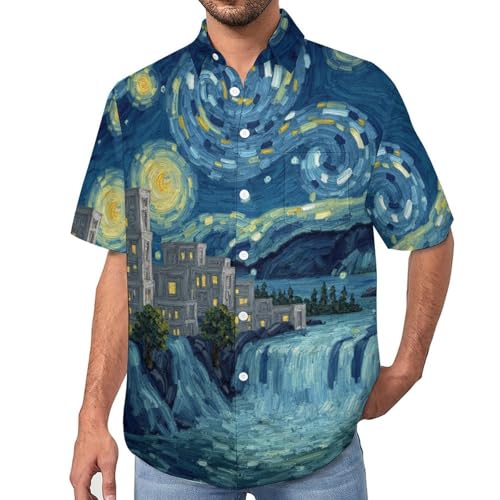 Chemise Décontractée Boutonnée d'Été Motif Peinture À l'huile pour Vacances de Rêve