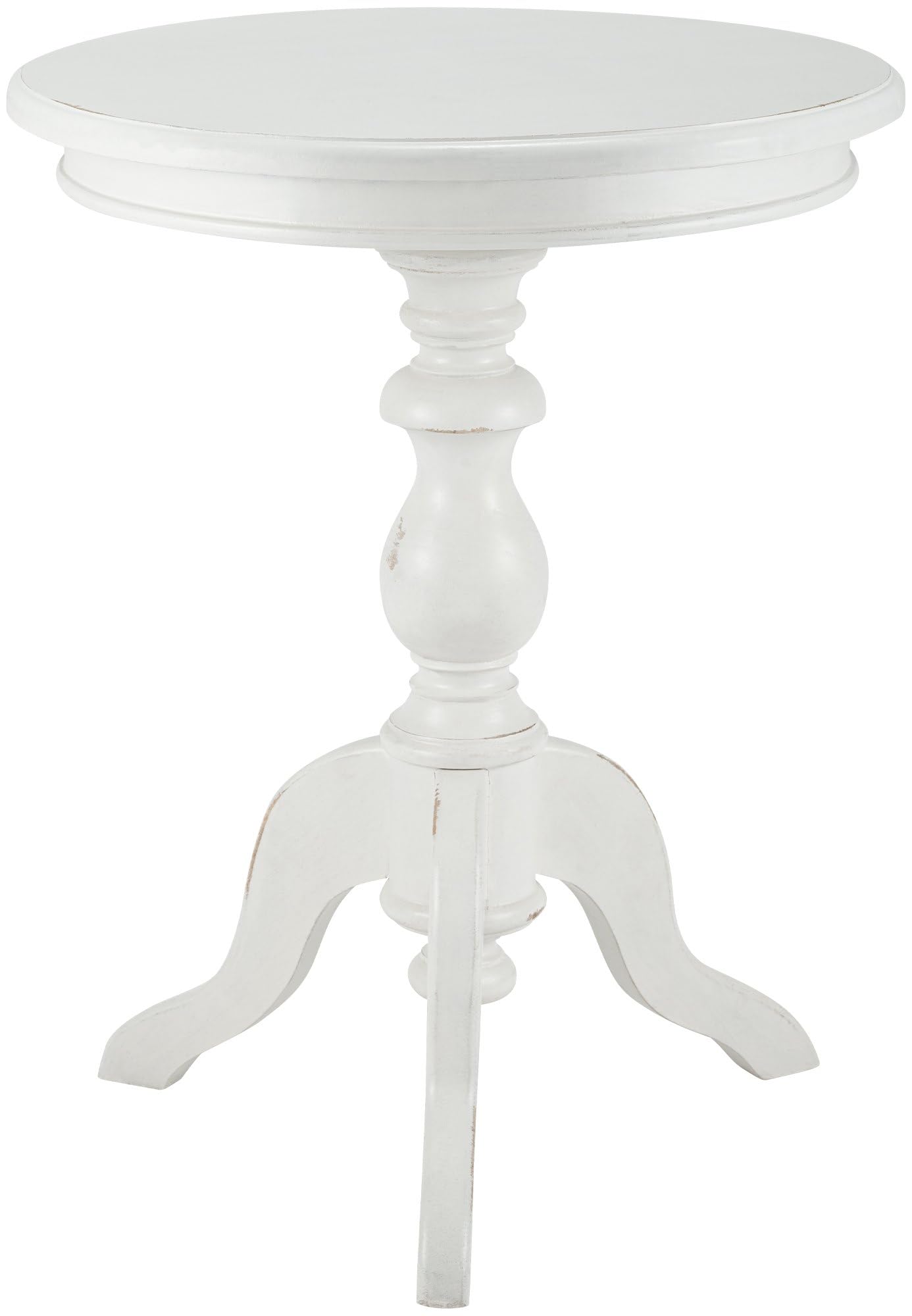 CLP Tavolino rotondo Wiva in legno, tavolino da 50 cm di diametro per soggiorno e sala da pranzo, in legno di Mindiholz di alta qualità, Colore:antico bianco