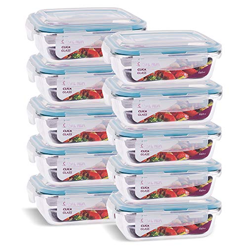 Conjunto 10 Potes Vidro Hermético Marmita Mantimentos 640ml